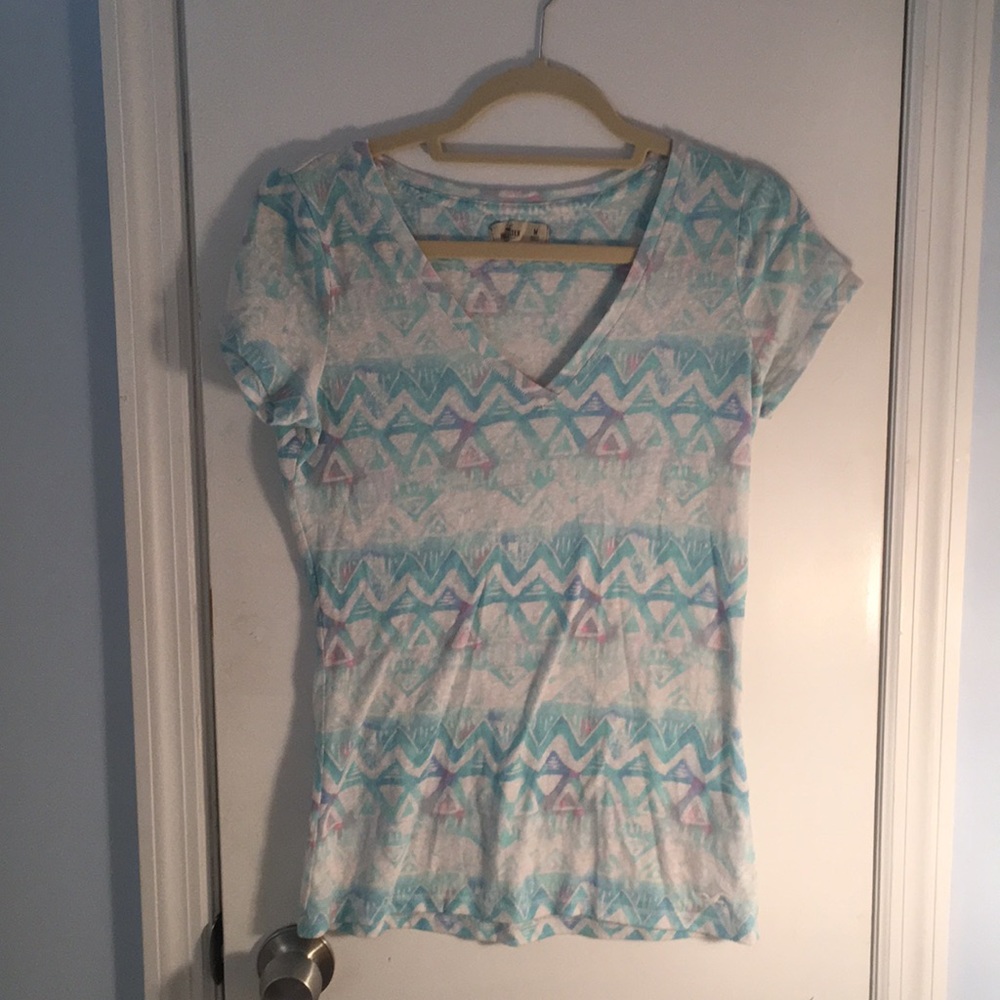 light blue and purple watercolor v neck t shirt